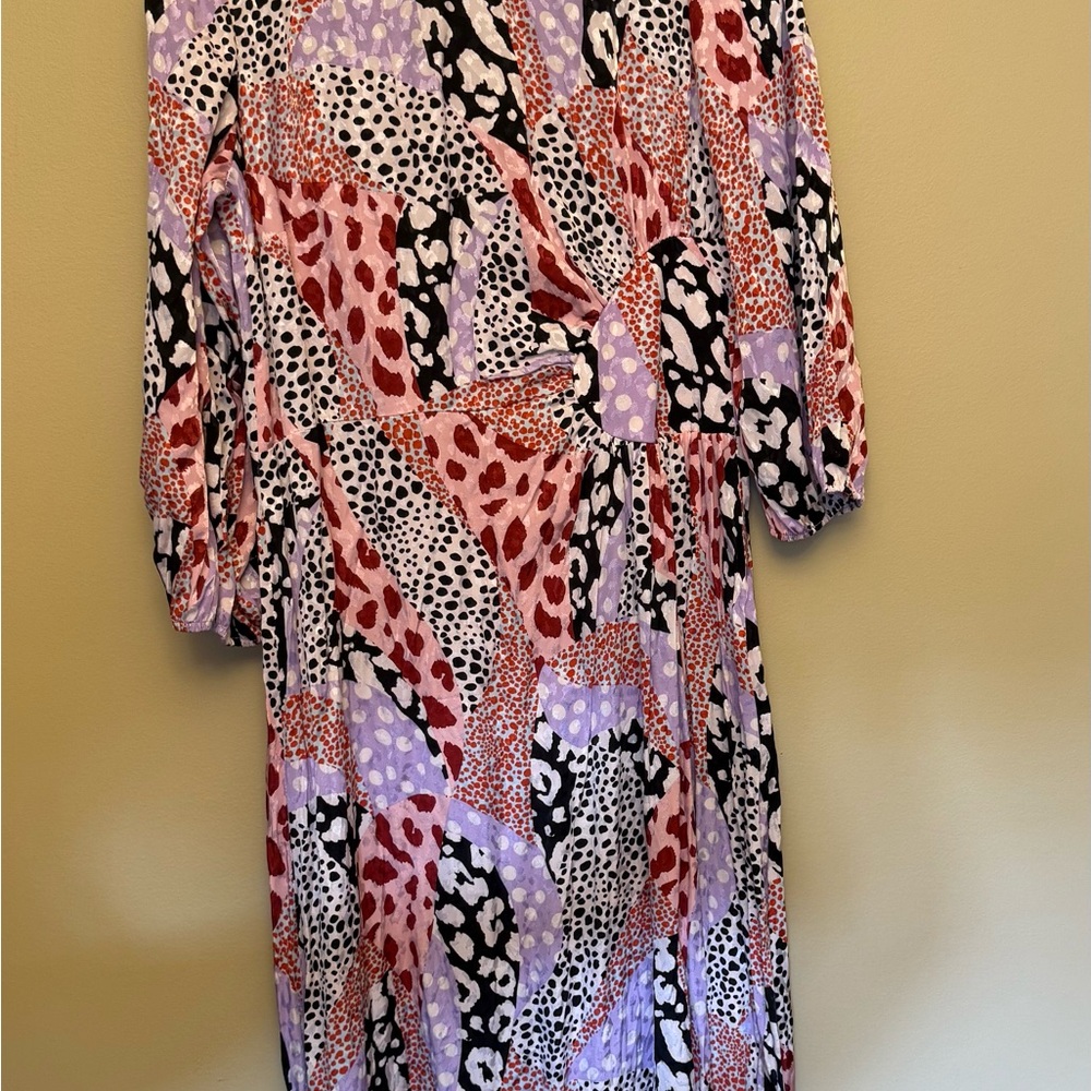 River Island Red and Black Patterned Long Sleeve Dress Sz 12